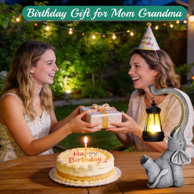 Detalle de Linkax solar elephant garden ornaments for Mother’s Day – outdoor statue light