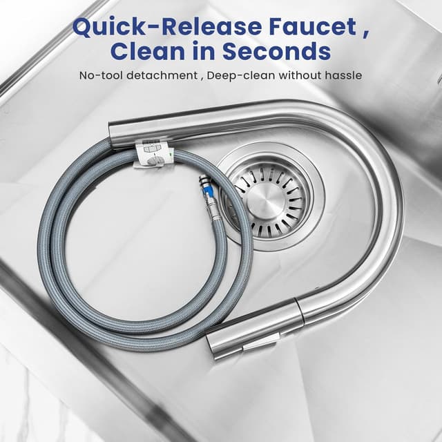 Thumbnail 6 de DERW Kitchen Tap Kitchen Mixer Tap with 360° Swivel Spout and 2-in-1 Pull-Out Sprayer