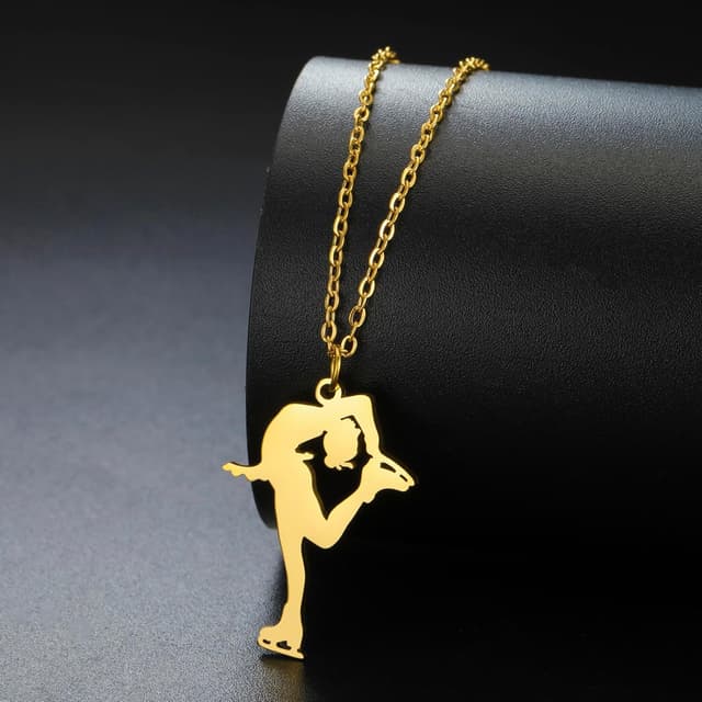 Detalle de VASSAGO Schlittschuh Halskette für Damen & Teenager mit Eiskunstlauf-Anhänger aus Edelstahl