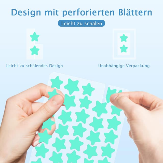 Detalle de Hydrokolloid Pickel Pflaster mit Teebaumöl & Salicylsäure (360 Stück, 3 Größen) für Gesicht und Körper