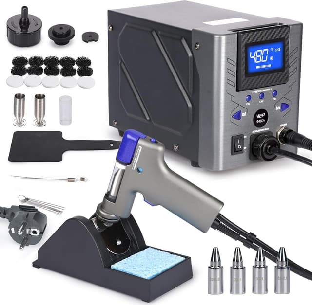 Detalle de WEP 948D-I stazione dissaldante ad alta potenza 110W con 4 ugelli e controllo temperatura a 3 canali