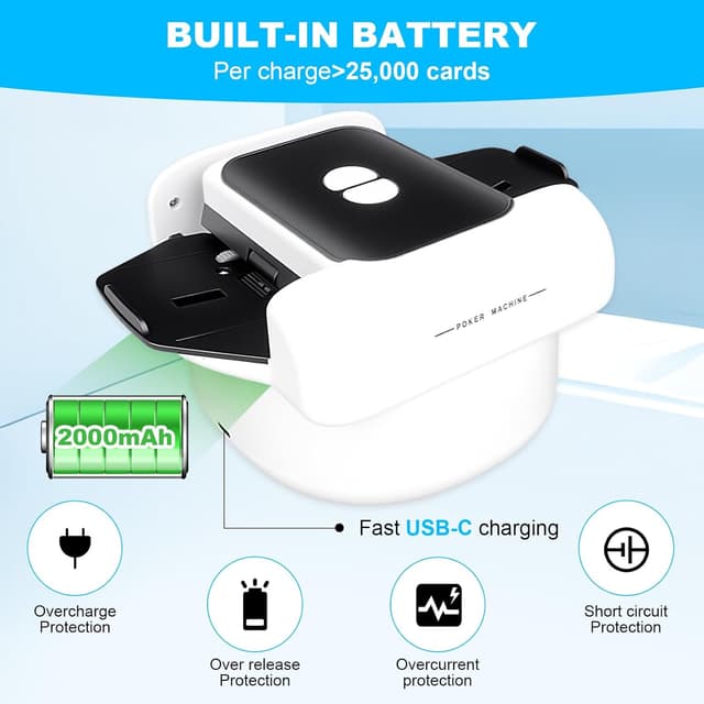 Detalle 1 de Aquota mélangeur de cartes automatique rechargeable (portable, silencieux) pour 1 à 2 jeux