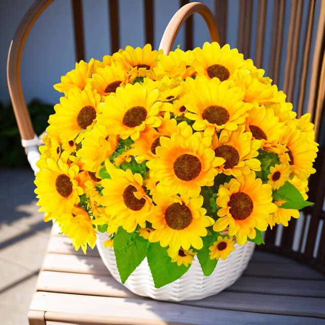 Thumbnail 6 de Kinisty 4 Packs Large Artificial Sunflower Bouquets (Silk & Plastic) for Indoor/Outdoor Decoration