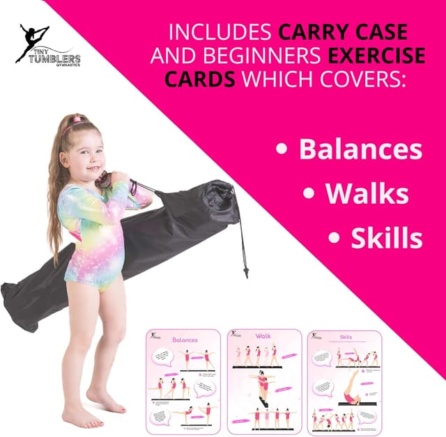 Detalle de TINY TUMBLERS Kids Gymnastics Balance Beam with EVA Foam & Faux Suede (210/240/270cm)