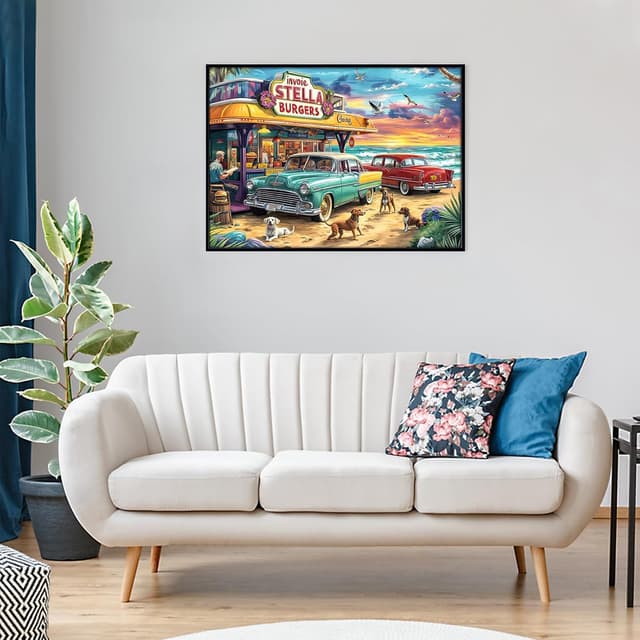 Detalle de Puzzle 1000 Teile „Seaview Campground“ – Erwachsenenpuzzle für Familie, 70 x 50 cm