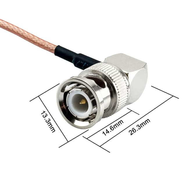 Detalle de urcianow 2x 1 m RG316 BNC Kabel Stecker auf Stecker, 90-Grad-Winkel (50 Ohm) für WLAN/Video & Funkanwendungen