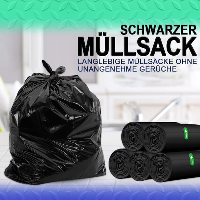 Detalle de AOSULI Schwarz Müllbeutel 15 l – 100 kleine Müllsäcke mit reißfestem, durchstoßsicherem Design