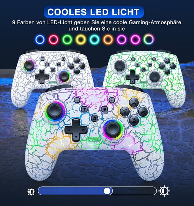 Detalle de HELLCOOL Switch Controller – kabelloser Switch/Lite/OLED Controller mit präziser Motion-Steuerung, Dual Vibration und Turbo