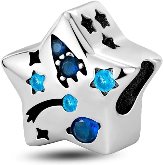 Detalle de LMLMECREA Charms-Anhänger aus 925 Sterling Silber mit Raketen-Motiv für europäische Armbänder