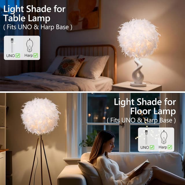 Thumbnail 3 de Waneway 40cm White Feather Pendant Lampshade 🛋