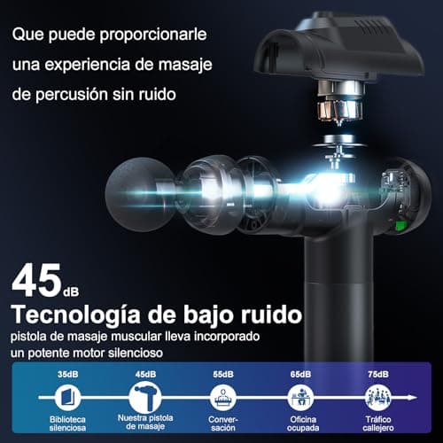 Detalle 2 de Pistola de Masaje Muscular 99 Niveles, Cabezales y Pantalla LCD 😊