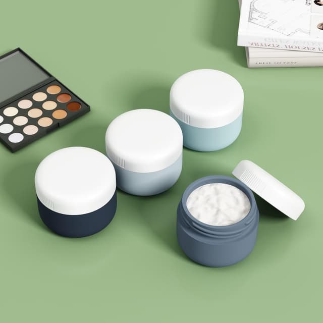 Detalle 2 de Aurdox Reisetöpfe-Set aus Silikon: auslaufsichere Creme-Behälter mit Spatel und transparenter Tasche (TSA-geeignete Mini-Größe)