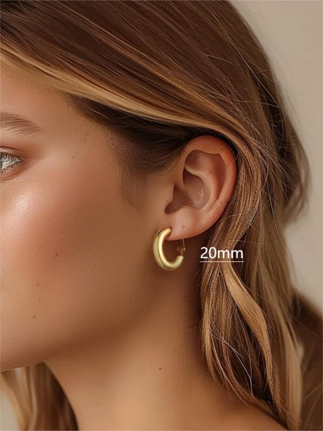 Detalle de FindChic Créoles en acier inoxydable pour femme (diamètres 20 à 80 mm) – boucles huggie argenté, doré ou noir