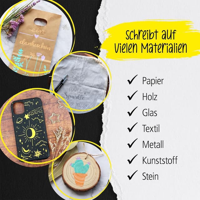 Detalle 2 de Online 5er-Set Acryl Stifte Gold – deckend für Handlettering, Brush Pen, Fineliner & Kalligrafie