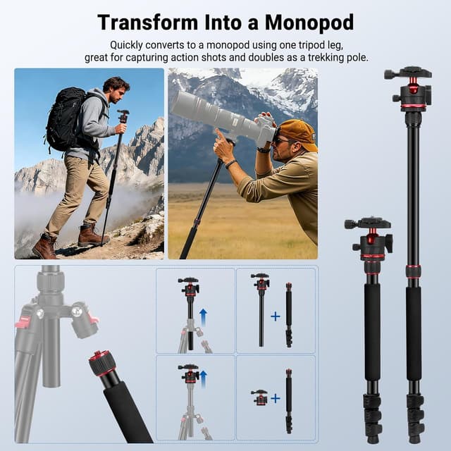 Thumbnail 5 de NEEWER TP14B 72" Travel Tripod — 13.2 lb load