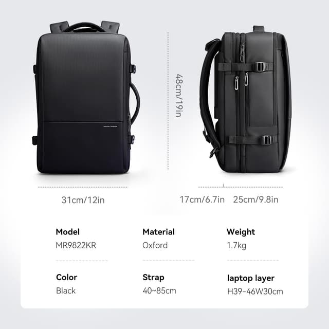 Detalle 2 de MARK RYDEN 30–45L Business-Reiserucksack mit Erweiterung und 17,3"-Laptopfach