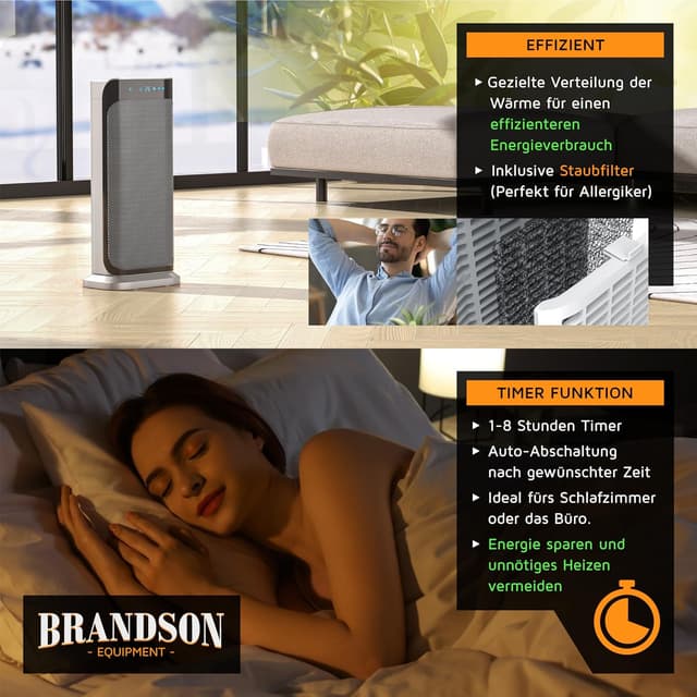Detalle de Brandson Heizlüfter 2000 Watt mit Fernbedienung (Brandson 305027) – mit Oszillation und Timer