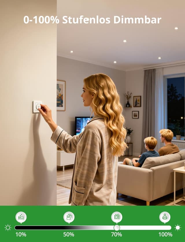 Detalle de HOMEOW 20er Set LED-Einbaustrahler 230V dimmbar 3-farbige Lichttemperatur Nickel (IP44, ultra flach 24 mm)