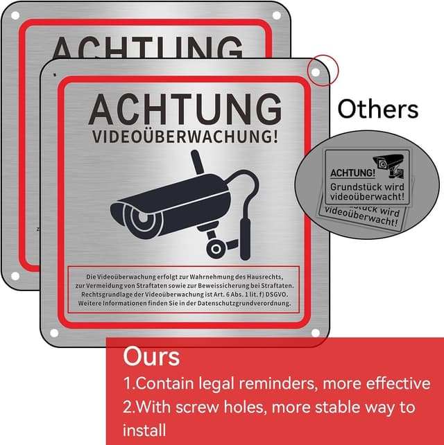Thumbnail 3 de Videoüberwachung Schild 15x15 cm, 2 Stück