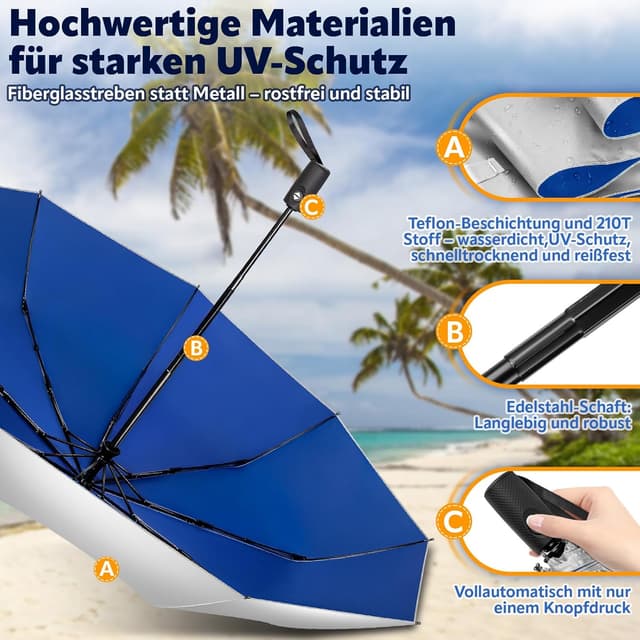 Thumbnail 6 de ZOMAKE Sonnenschirm UPF 50+ Regenschirm mit Automatik und Silberbeschichtung (UPF 50+ UV, taschenfaltet, kompakt)