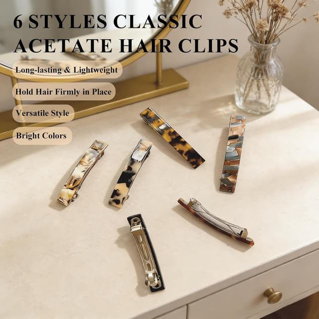 Thumbnail 5 de Aucuu 6 Pcs Barrette Cheveux 7,5 cm đ