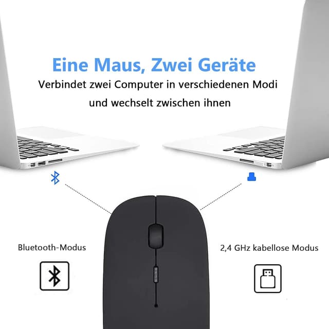 Detalle de LEAPEST Dual-Mode kabellose Bluetooth Maus mit USB-C/USB 2,4-GHz für MacBook, iPad, Laptop & Desktop (schwarz)
