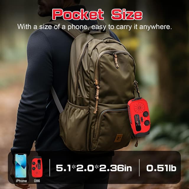 Detalle 2 de Rychi Wind Up Solar Radio, 7400mWh power bank