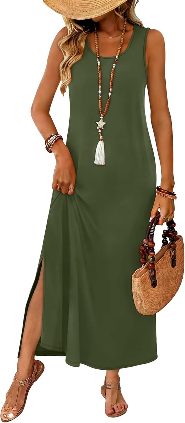 Thumbnail 6 de WIHOLL Maxi Dress Summer 2026: Sleeveless Sundress with Pockets and Side Slit (S–3XL)