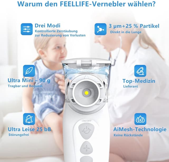 Detalle de FEELLIFE Inhalationsgerät für Erwachsene 3 µm