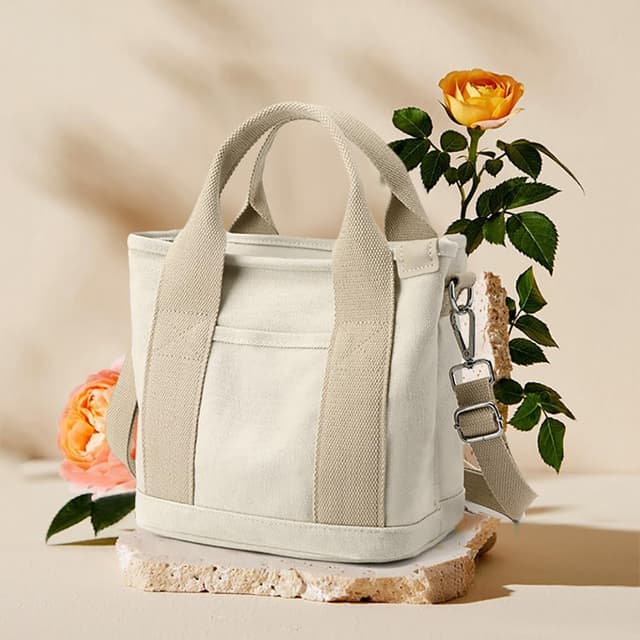 Detalle de Aucuu sac fourre-tout en toile pour femme avec bandoulière réglable et fermeture éclair