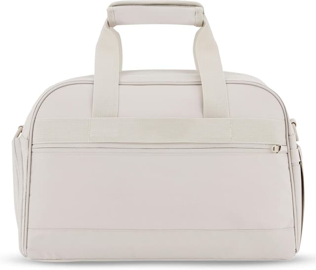 Detalle de LARKSON Finja Medium Weekender da viaggio beige (Donna e Uomo) con scomparto scarpe e PET riciclato