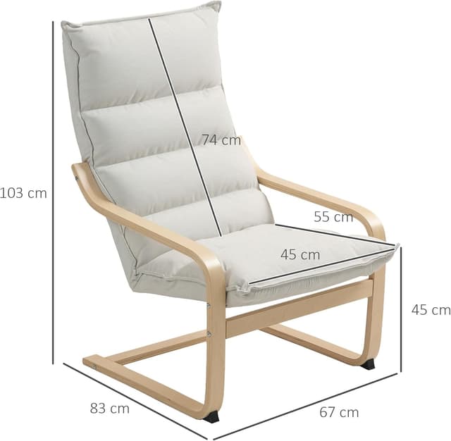 Detalle de HOMCOM Fauteuil Salon Velours Crème