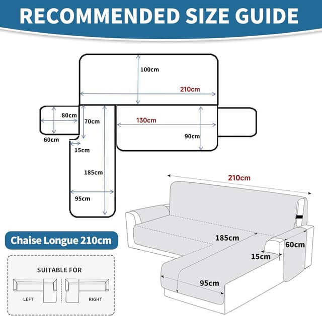 Thumbnail 6 de Ystyle Copridivano 2 posti con penisola reversibile, angolare impermeabile antiscivolo (210 cm) grigio chiaro
