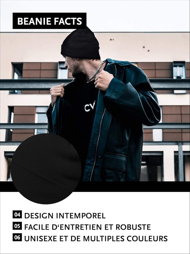 Detalle de Bonnet d’hiver DonDon Bonnet Homme/Femme en maille tricot – design classique