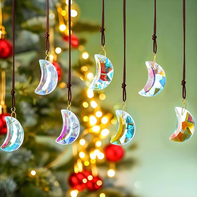 Detalle de H&D HYALINE & DORA 12pc 30mm Crystal Moon Suncatcher Prism set for window hanging