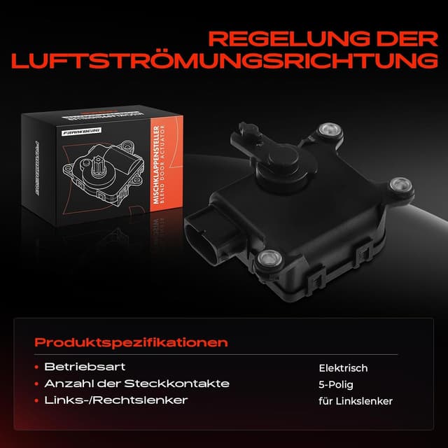 Detalle de Frankberg Stellelement Mischklappe Umschaltventil 1J1907511D (für A3 8L1, TT 8N, Leon 1M, Octavia I, Golf IV, Bora, Polo 6N2)