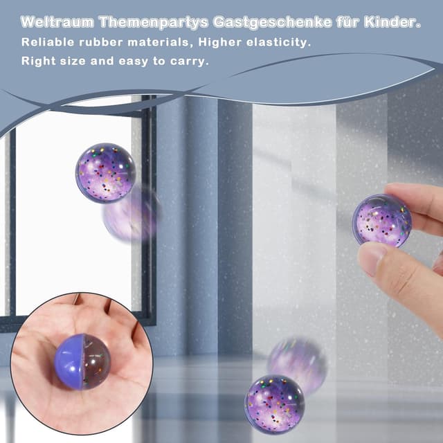 Detalle 2 de Annhao 30er Set Flummis für Kinder mit Weltraum-Motiven (32 mm)