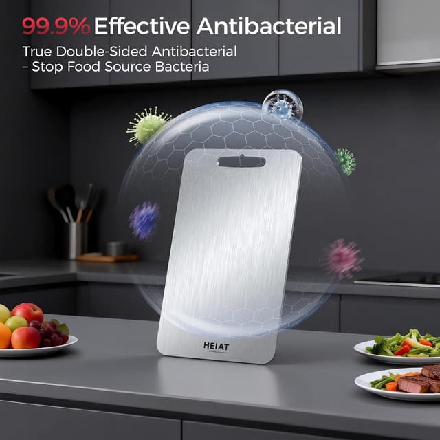 Detalle de Titanium Cutting Board Set of 3 (100% Pure Titanium), Double-Sided Prep Boards with Handles