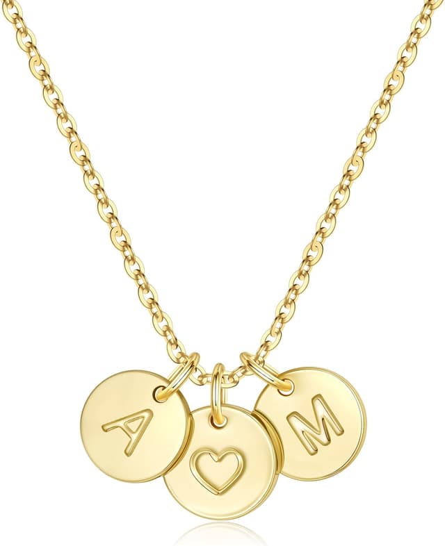 Detalle de TINGN Herz Halskette mit zwei Buchstaben, 14K Gold vergoldet, für Damen & Mädchen