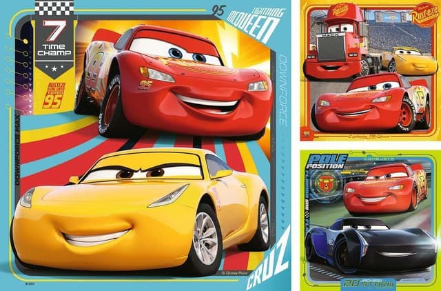 Detalle 2 de Ravensburger Kinderpuzzle 08015 „Bunte Flitzer“ – Disney Cars Puzzle für Kinder ab 5 Jahren (3x49 Teile)