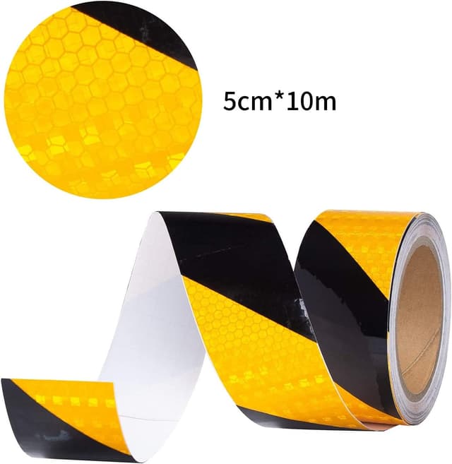 Detalle de XFXIA Reflective Tape Yellow & Black (Waterproof, Self-adhesive) 10m x 5cm