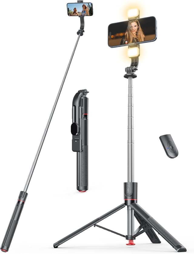 Detalle de 67-inch selfie stick tripod with light
