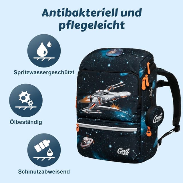 Detalle de GMT for Kids Schulranzen-Set 6-teilig (22 L) – ergonomischer, ultraleichter Rucksack für die Grundschule