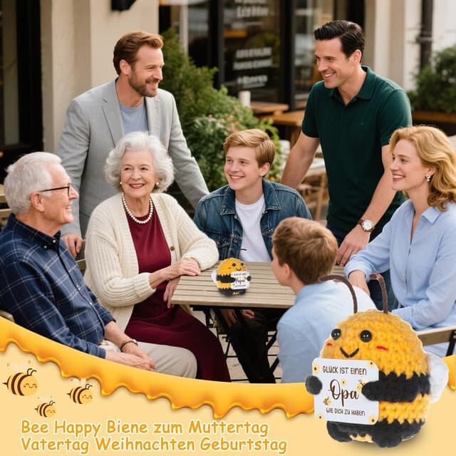 Detalle de WenmthG Pocket Hug Positive Biene – Glücksbringer & Geschenk für Opa