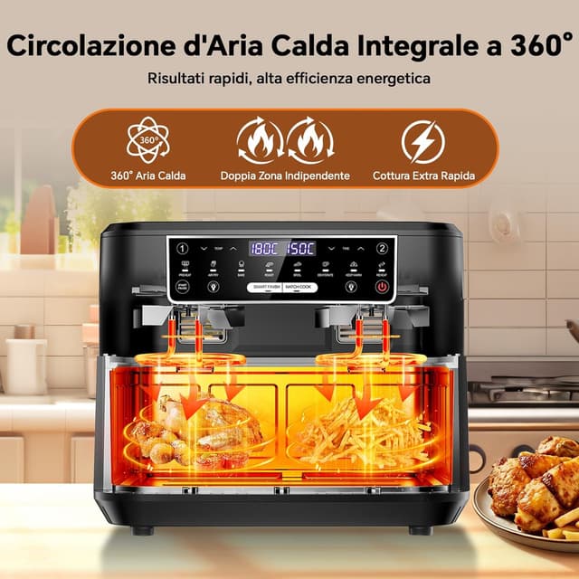 Detalle 2 de Emphsism Friggitrice ad aria 12L Dual Zone