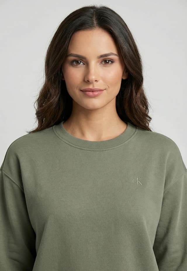 Detalle de Sweat d’intérieur femme Calvin Klein Archive Logo en French Terry col ras-du-cou