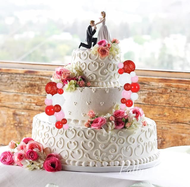 Detalle de RIBBOOO 40-piece ball cake topper set with foam balls and wire stems (red, pink & white)