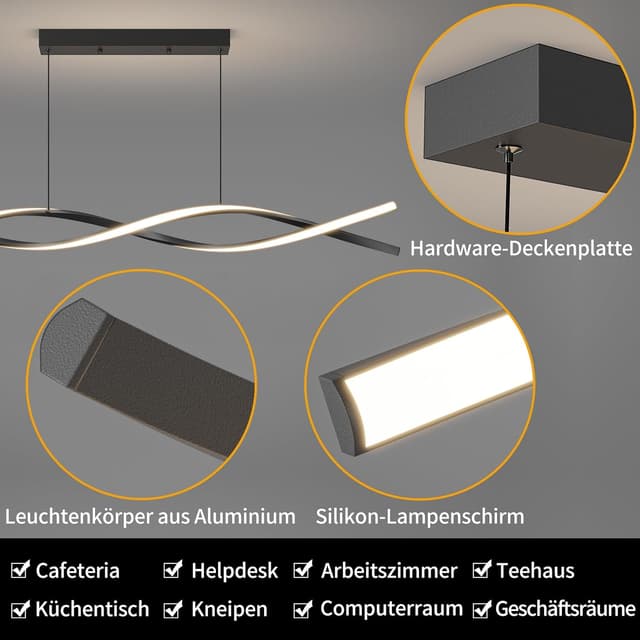 Detalle 1 de Mikeru Moderne LED-Pendelleuchte 100 cm