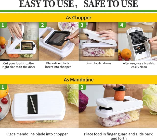 Detalle 2 de 18-in-1 Vegetable Chopper Mandoline Slicer with Container (18 interchangeable stainless steel blades)