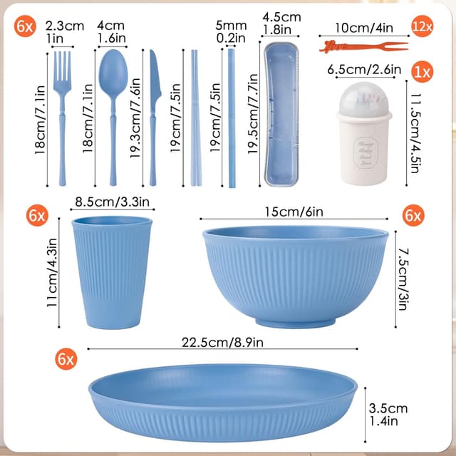 Detalle de Unbreakable 66 piece dinnerware set for 6